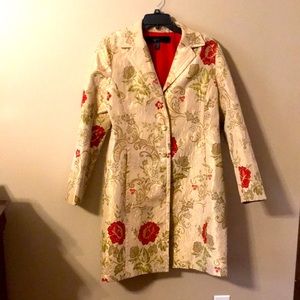 Long jacket/blazer gold with red floral